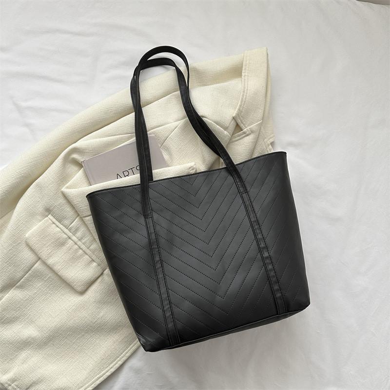 Stylish Large Capacity Tote Bag In Black White Khaki Brown Perfect For Daily Use