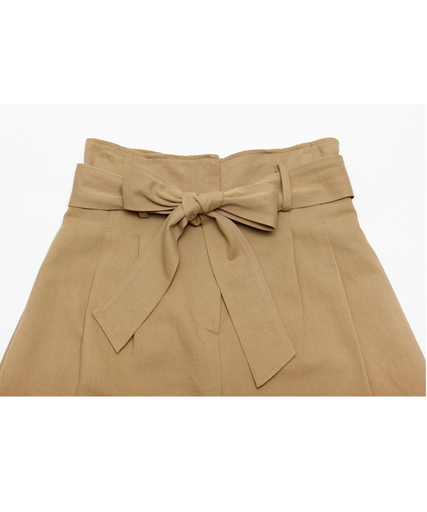 Monkey Flower Women'S Elastic Belted Wide Pants Beige / Mf0Wpt02F30