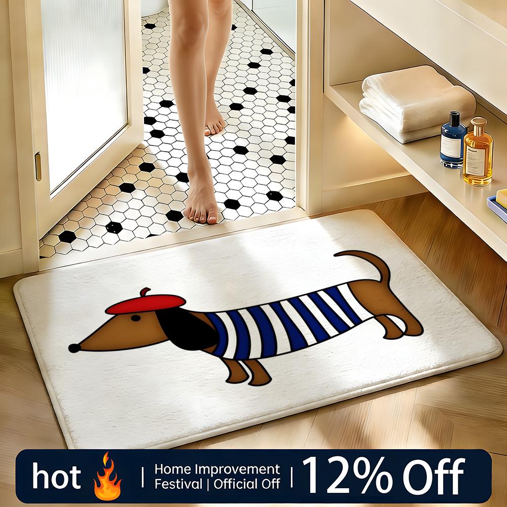 Soft Absorbent Non-Slip Rug Cartoon Outfit Dachshund Floor Mat Home Decor Doormat Bedroom Floor Mat Shower Carpet
