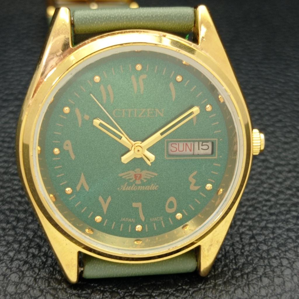 AUTOMATIC VINTAGE REFURBISHED CITIZEN 8200 JAPAN MENS GREEN DIAL WATCH A436281-2 R128-a436281