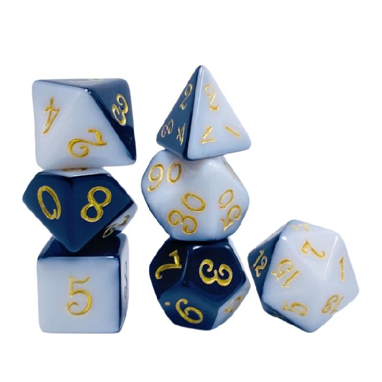 7Pcs Multi-Sided Acrylic Dices Polyhedral Dices Double Color Tabletop Game Dices