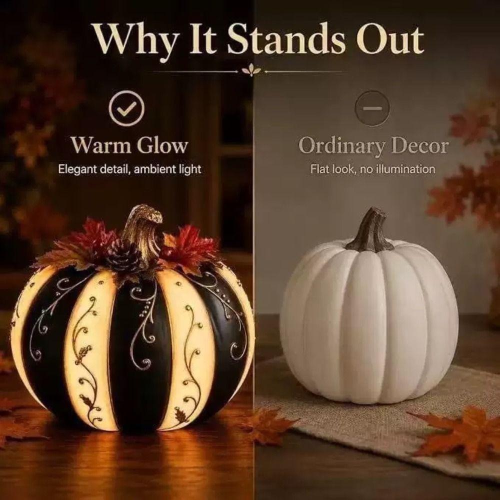 Goldenes Muster Kürbis Dekoration Schwarz Weiß Gestreiftes Design Halloween Ornament Heimdekoration