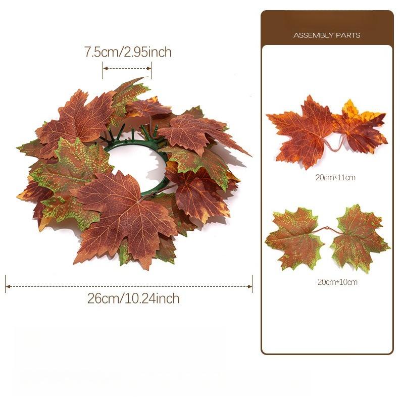 1PC Artificial maple leaf candlestick wreath, photography prop, home decor, party decoration.