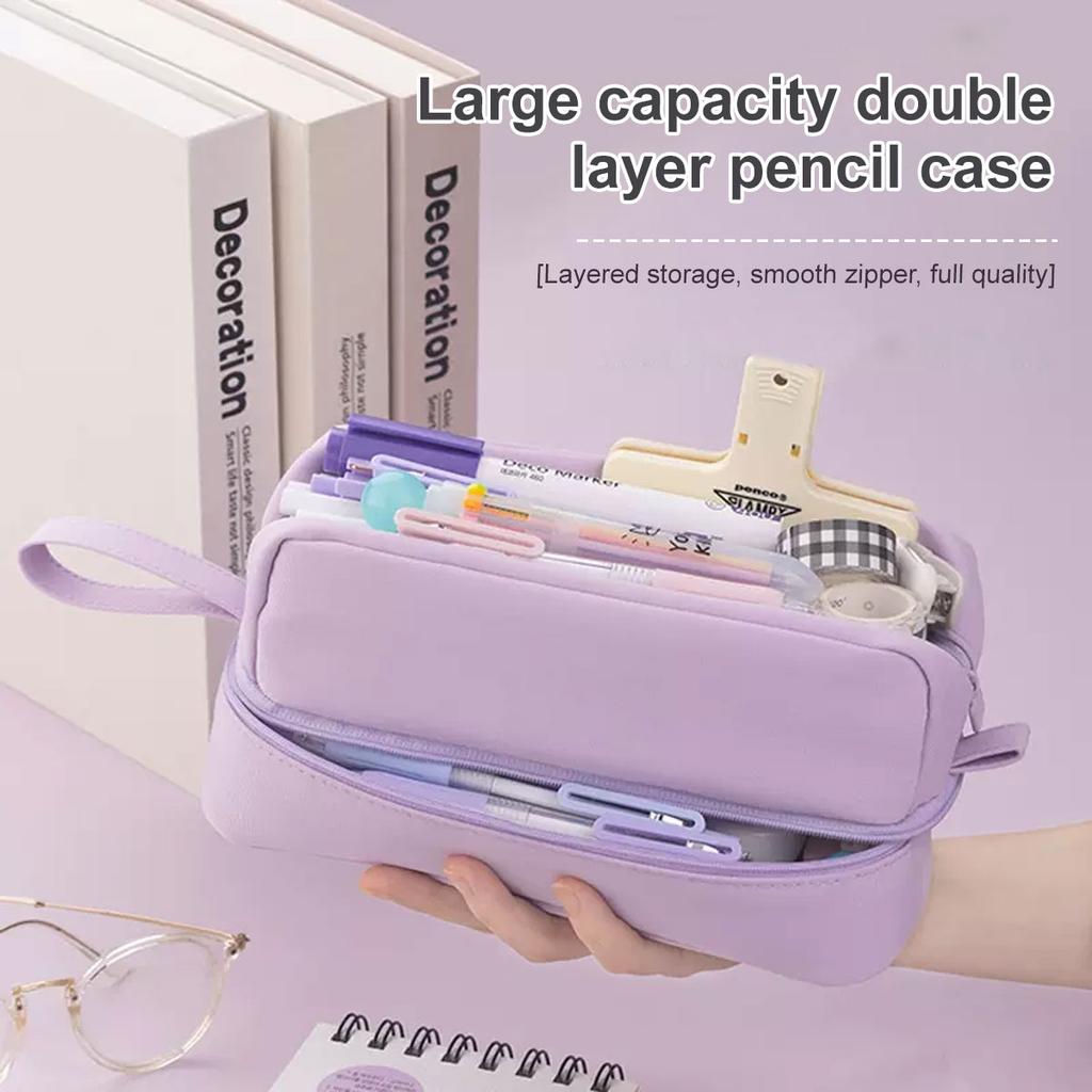 Kawaii Double-layer Pencil Case Multifunctional Stationery Box Cosmetic Bag Storage Bag Student Supplies Stationery