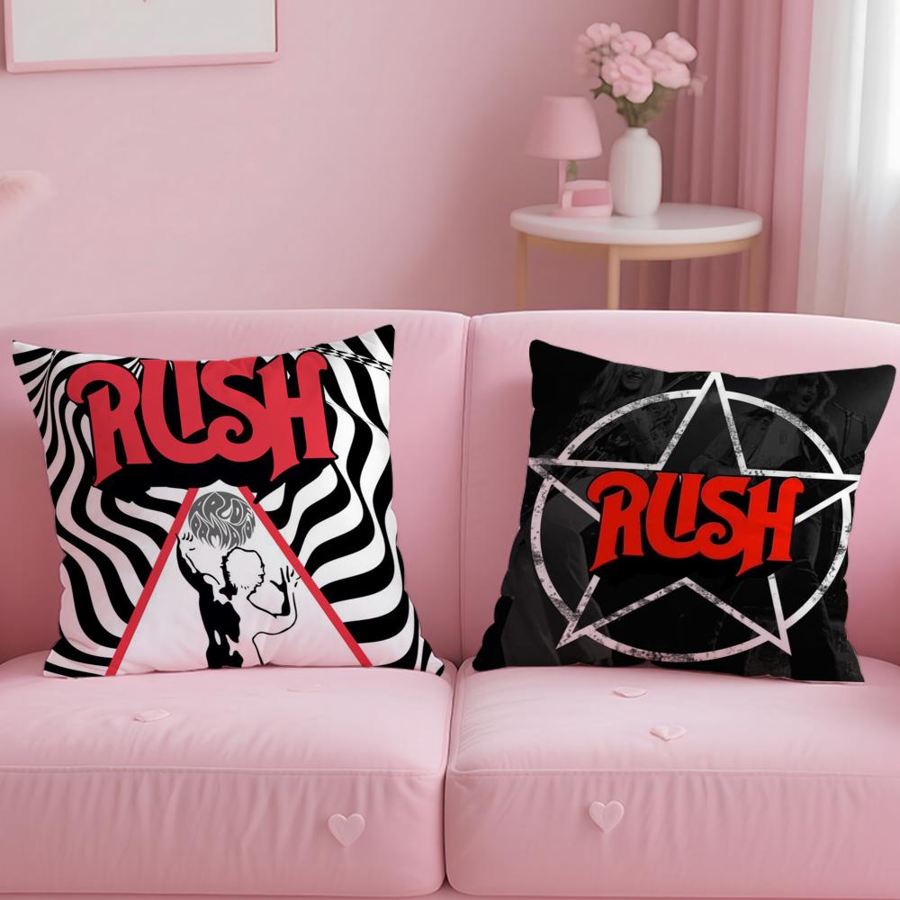 ROCK BAND R-RUSH Pillow Case Plush Fabric Soft Double-Sided Printed Sofa Home Decor Fine Winter  Gift Cushion Cover