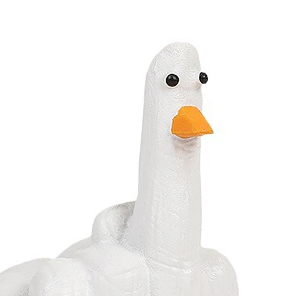 Middle Finger Duck Figurine Exquisite Hand Made Synthetic Resin Duck Statue Vibrant Funny Duck