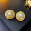 Punk Warp Round Big Ball Metal Stud Earrings For Women Classic Vintage Gold Color Pierced Earrings Steampunk Jewelry