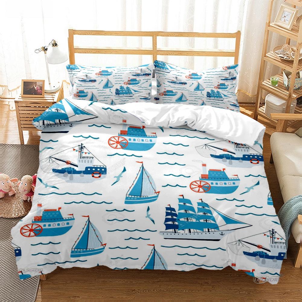 Cartoon Ocean Whale Dolphin Duvet Cover Kids Cute Kawaii Bedding Sets Soft Quilt Cover and Pillowcases Single_Double_Queen_King