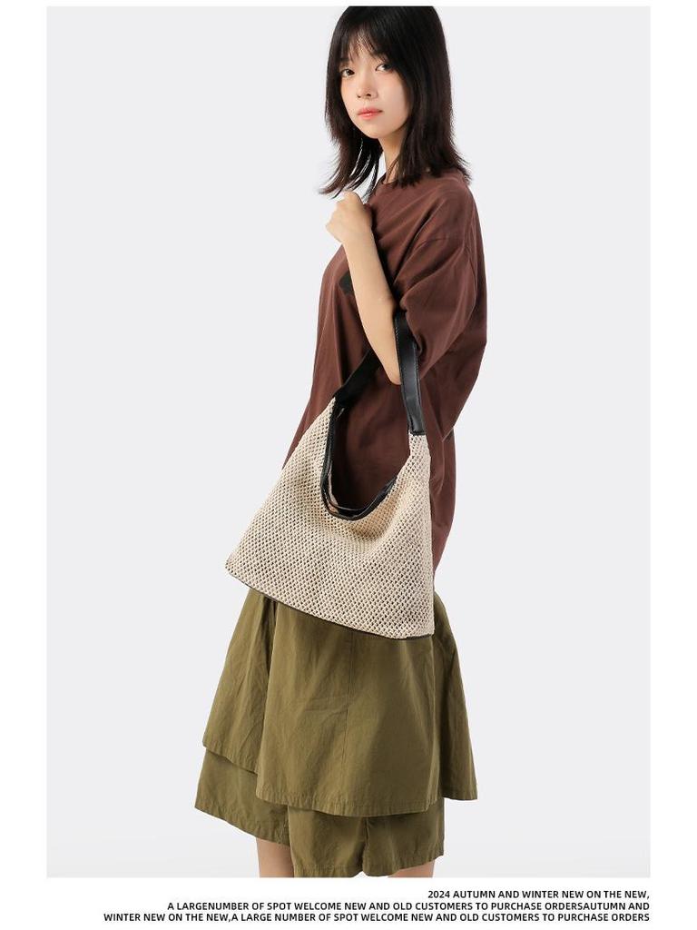 Korean Cross-border Woven Straw Tote: Large Capacity Beach & Shoulder Bag for Women
