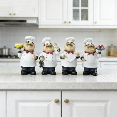 Hand-painted Chef Figurine Hand-painted Cartoon Chef Figurine Kitchen Dining Room Sculpture Fruit Plate Cake Spoon Decoration