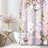 Fioletowa urocza kwiatowa zasłona prysznicowa kolor różowy kwiat tkanina łazienkowa zasłona prysznicowa, akwarelowa materiałowa zasłona prysznicowa