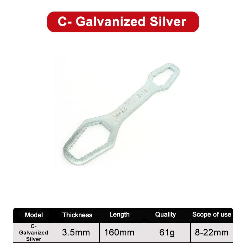 Cheie Inelară Multifuncțională Cheie Solidă cu Cap Dublu, Auto-Strângere Reglabilă Universală Cheie Reglabilă 8-24Mm