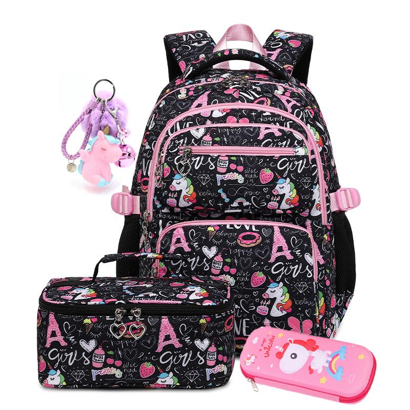 Large Capacity Girls Backpack 3Pcs Bookbag with Lunch Box School Backpack for Girls Elementary School Bags Set for Teens