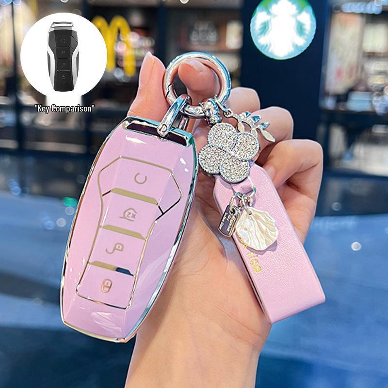 BYD Key Cover for Dolphin Song, Qin DMI, Han EV, Yuan Pro, Tang, Seal, GT, and Seagull - Summer Edition