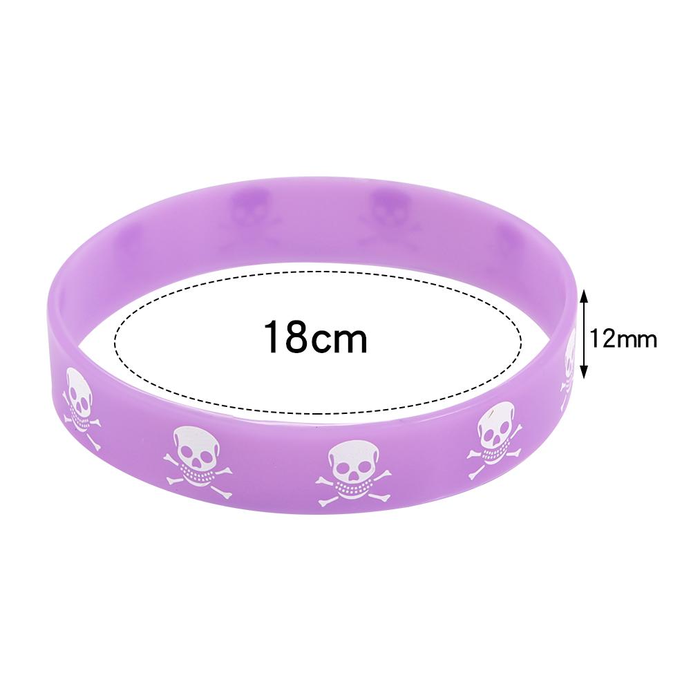 6pcs/lot Color Silicone Sports Bracelets Halloween Skull Style for Party Jewelry Gifts Teens Unisex Fitness Wristbands Wholesale