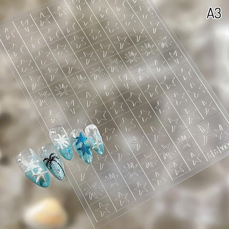 Starfish Shell Ocean Hollow Out Nail Sticker Decals Self Adhesive Template for All Nail Types DIY Art Summer Style