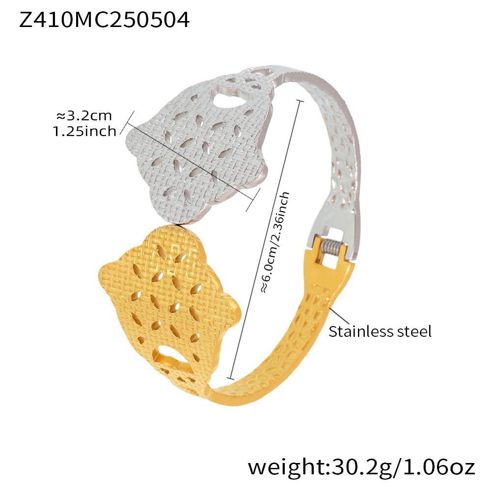 18K Gold-Plated Geometric Color Block Stainless Steel Bracelet