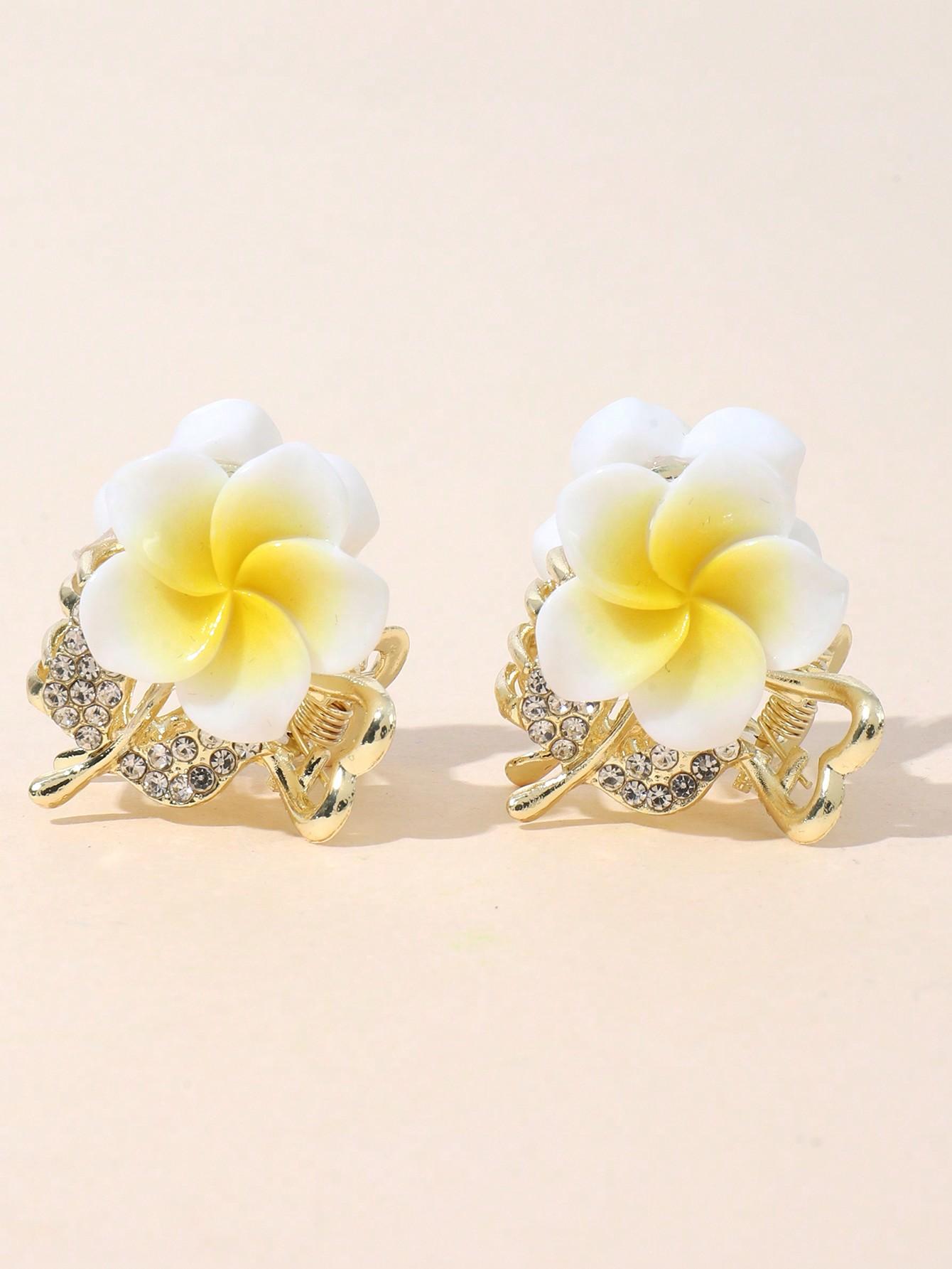 

2 Pcs Fashion Sweet Water Diamond Egg Flower Hair Claws For Women Girls Party Hair Accessories