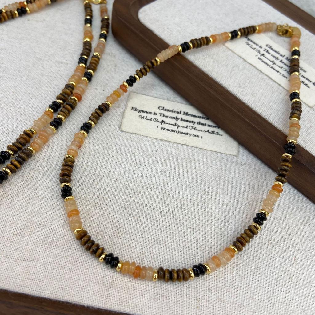 Star Wang Yibo Same Tiger Eye Fortune Beaded Necklace Versatile Autumn And Winter Maillard Wear Women'S Collarbone Chain