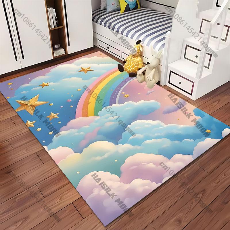 Dreamy sky rainbow scene carpet Yoga living room room decor children's crawling mat doormat area rug games mat