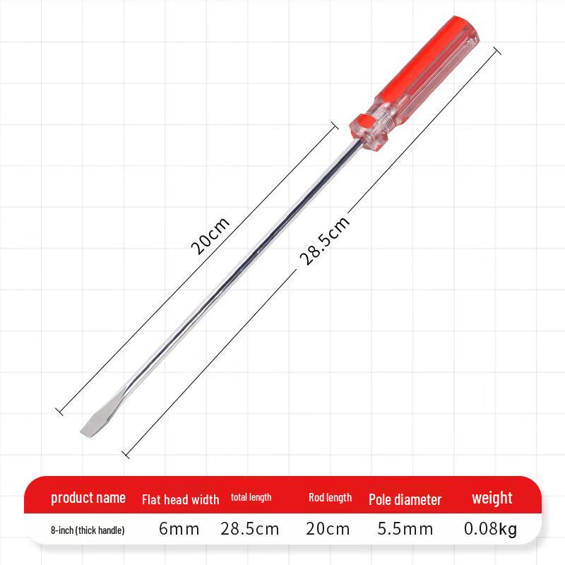 Magnetic Crystal Handle Flathead Screwdriver 8 inch