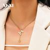 18K Gold Plated European Style Personalized Collarbone Necklace with Retro Titanium Steel 'H' Pendant