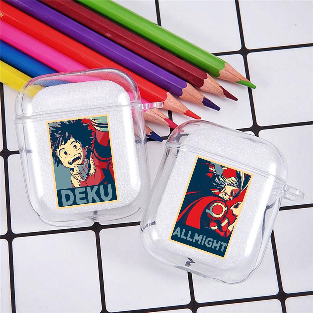 Japan Anime Figures Transparent Airpods Case for Funda Airpods 2/1 Cover Bakugo Bokuto Himiko Mirio Yumeko Deku Soft TPU Cases