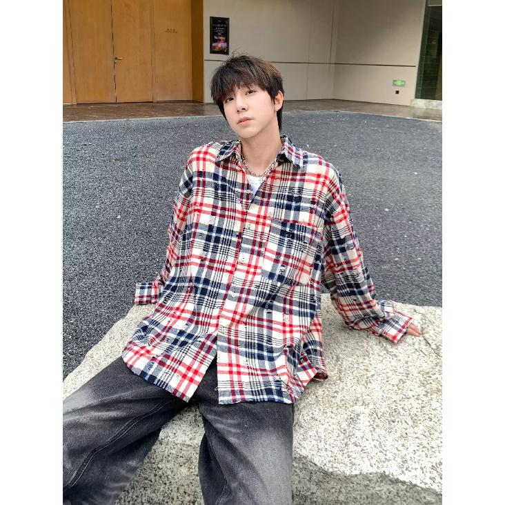 Amerikanisches Retro-Design Gestreiftes Langarmhemd für Männer und Frauen Lässig Locker Frühling und Herbst Partner-Mantel Männer