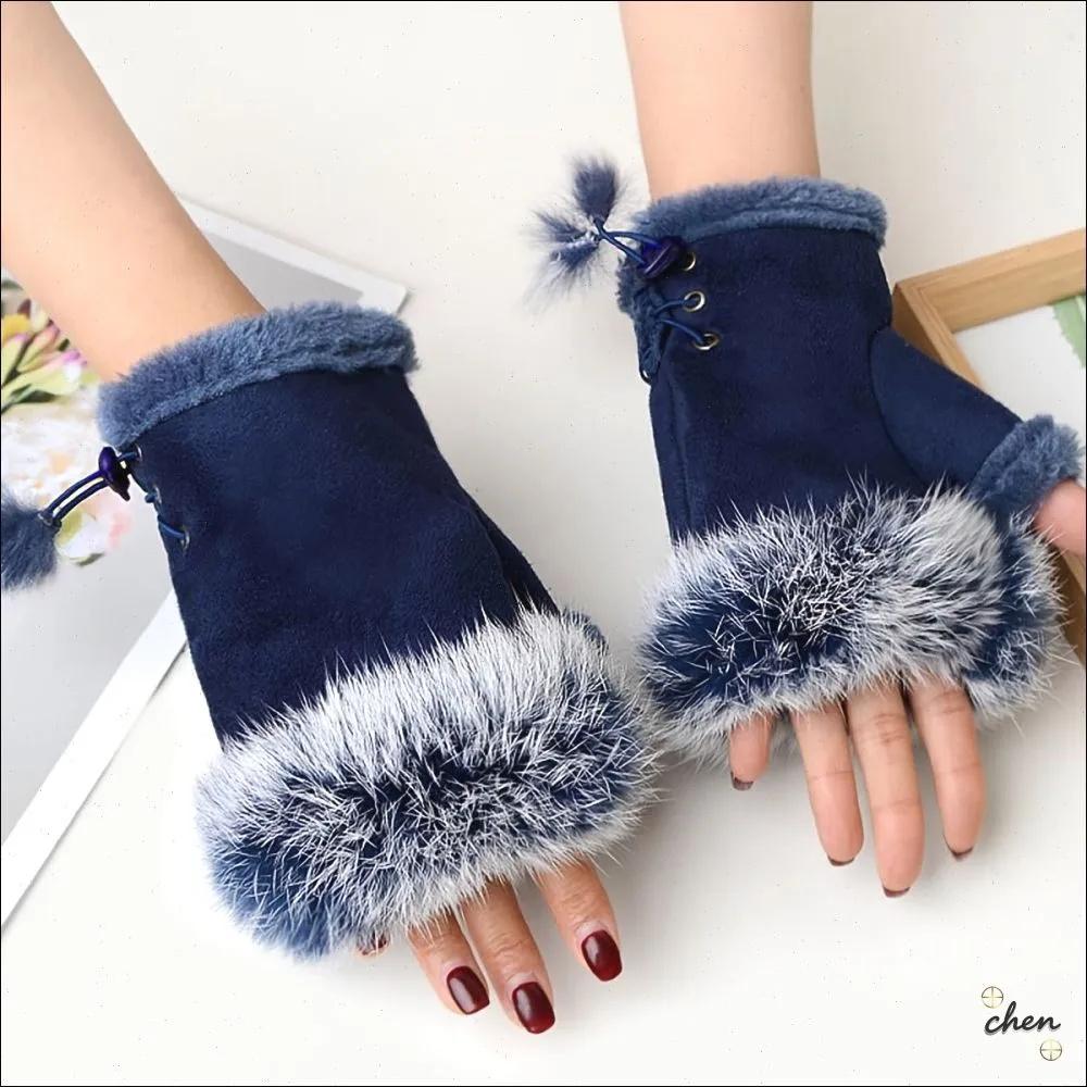 

Winter Women s Gloves German Velvet Cotton Warm Cold Plus Velvet Cycling Cold Warm Gloves One Size синій