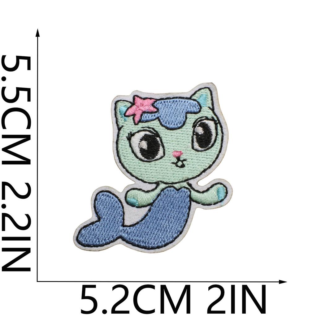 Little Girl Embroidery Cloth Sticker Pet Kitten Patch Sticker Clothes Decoration Cartoon Kitten Computer Embroidery Chapter Sticker