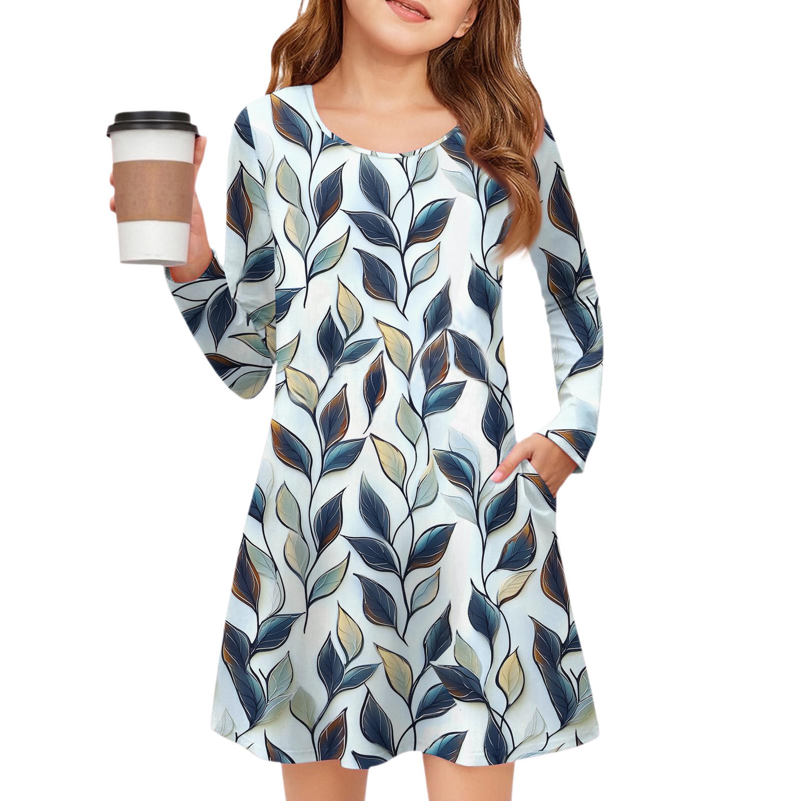 

Платье с длинным рукавом для девочек - Платье с цветными карманами 150