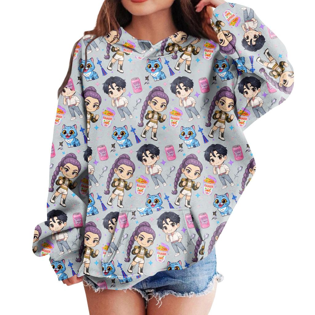 Sweatshirts For Teen Girls Hoodies Long Sleeve Drawstring Pullover Cute Printed Hoodie Top