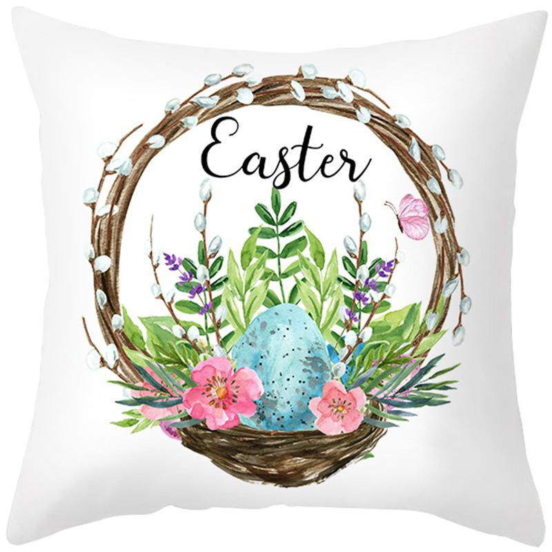 Cute Cartoon Rabbit Easter Pillow Cover New Sofa Cushion Cover Peach Leather Velvet Head Pillow Cover Premium Durable