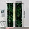 Set Of 2 Flat Printing Party Window Curtains Tropical Green Palm Leaf Versatile Polyester Without Electricity Festive Wall Curtain