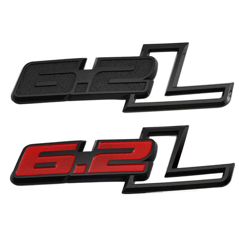 3D Car Stickers Emblem 6.2L Logo Badge Decals for F150 6.2L Hummer H2 Chevrolet C7 Camaro 6.2 L Mercedes Dodge Challenger