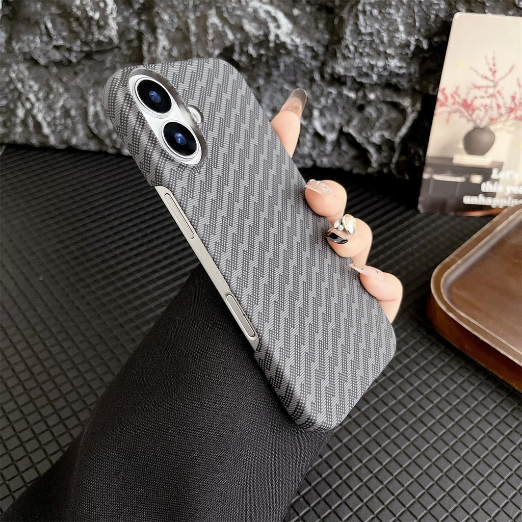 Slim Matte Carbon Fibre Texture Frameless Phone Cases For iPhone 11 12 13 14 15 16 Pro Max Plus Half Pack Shockproof Hard Cover