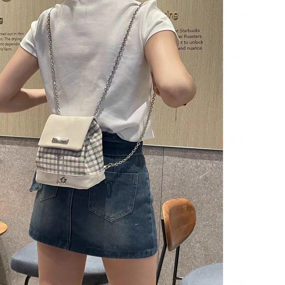 

Y2K Chain Plaid Mini Backpack - 2025 New College Style for Women Single Strap Only
