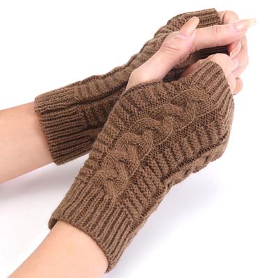Women Knitted Mittens Simple Style Solid Color Hands Cover Winter Short Fingerless Mitten Female Clothing Accessory Woman Gloves