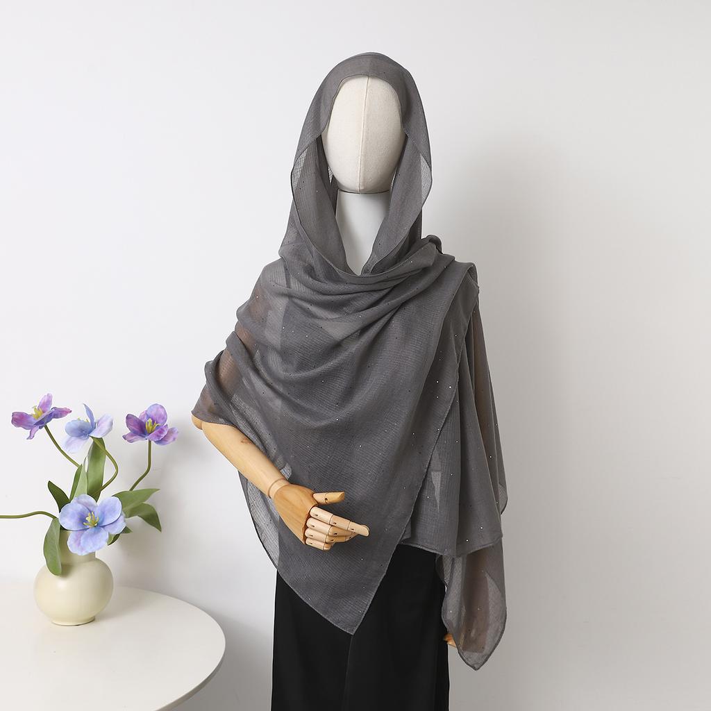 Spot Thin Solid Color Polyester Cotton Monochrome Sprinkled Gold Small Sequins Scarf Women'S Bag Headscarf Shawl Xiyin