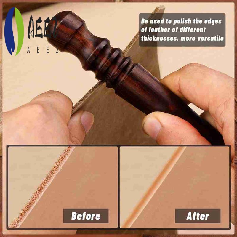 

AEE2-Leather Edge Burnish Kit 2 PCS Ebony Wood Leather Burnisher Tool, Leather Edge Slicker Burnisher, Leather Craft Tool
