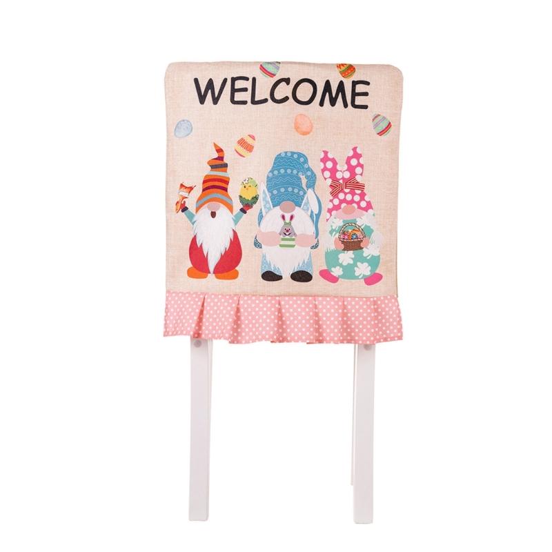

Easter Theme Chair Cover, Indoor Decorative Gnomes Cute Rabbit Pattern Chair Cover, Cute Cartoon Style Home Decorations