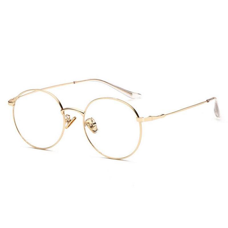

Metal Round Blue Light Blocking Computer Goggle Prescription Spectacles Discoloration Short-sight Eyewear 0 -0.5 -0.75 To -4.0 0 золотой