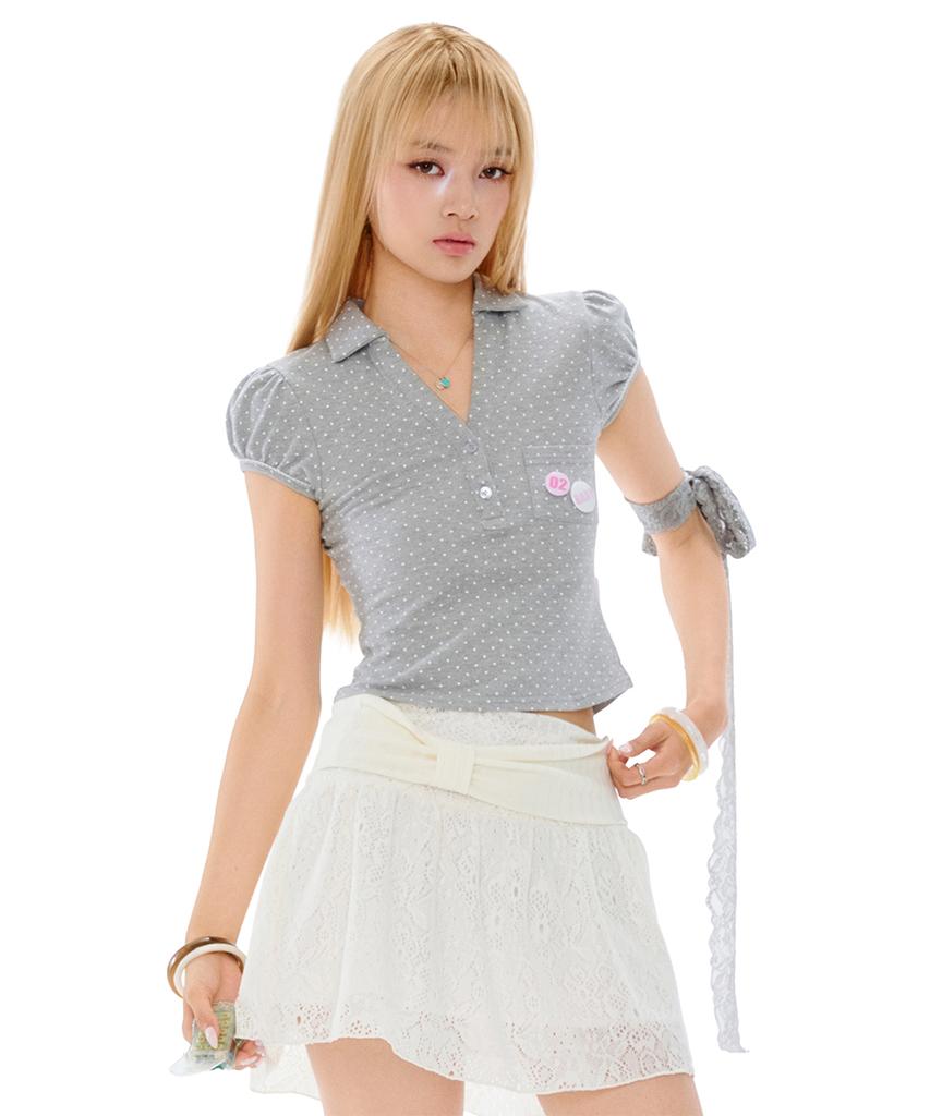 Poeoling Ribbon Banding Midi Skirt (Ivory)