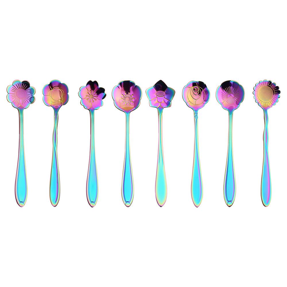 Gold Plated Christmas Flower Mixing Spoon - Japanese Stainless Steel Coffee Stirrer with Custom Logo Option.