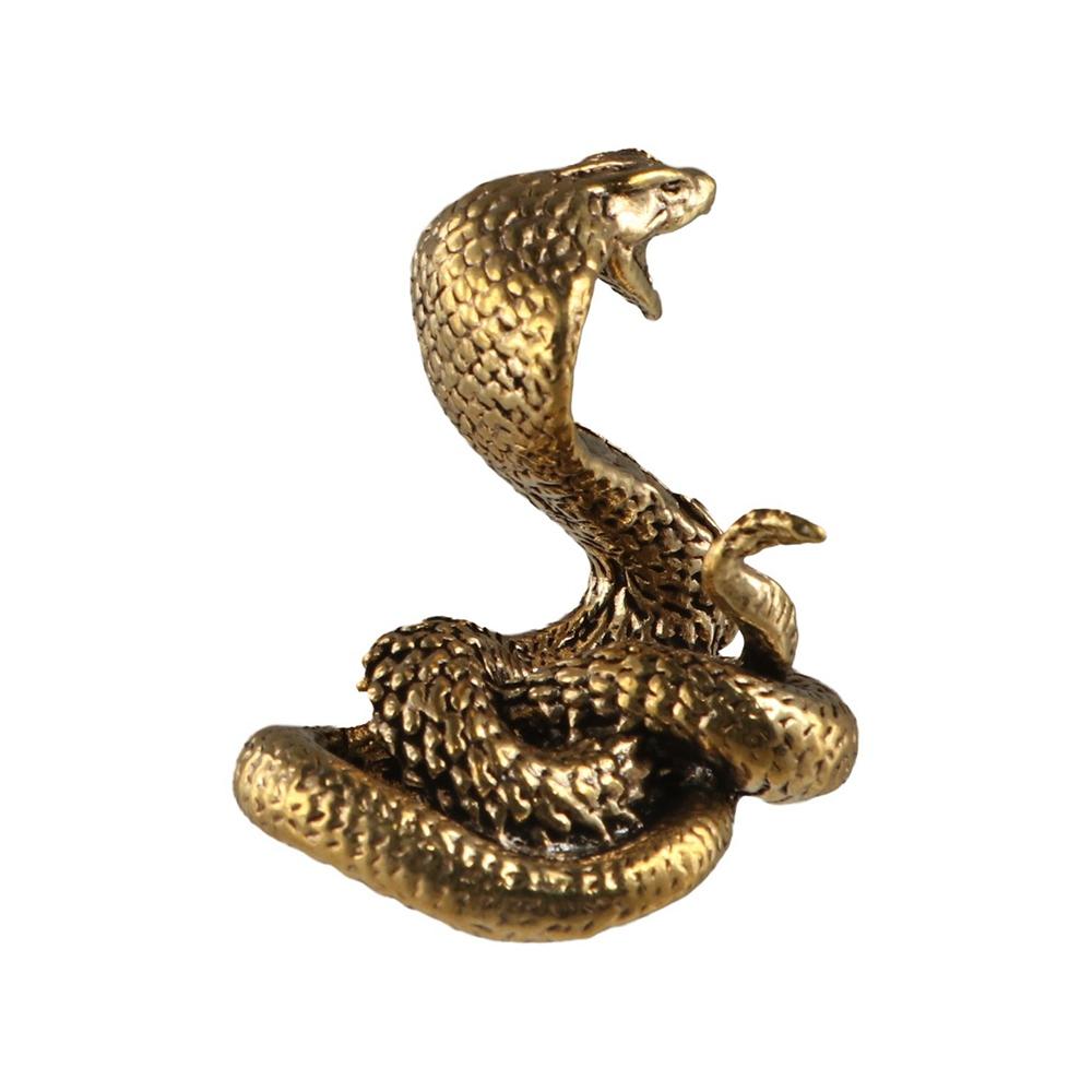 Copper Mini Cobra Statue Ancient Snake Figurines Tea Pets Brass Cobra Figurines  Birthday Gift
