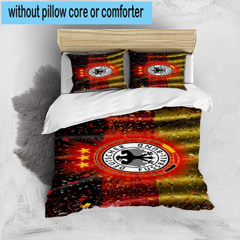 3pcs Germany Football Emblem Printed Bedding Set Duvet Cover Closure Includes 1 Duvet Cover & 2 Pillowcases Bedding Sets Home Decor Gifts