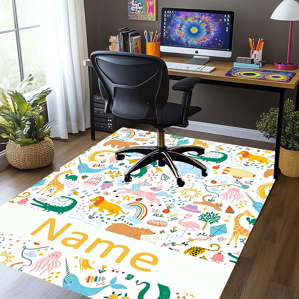 Custom Name Dinosaur Printed Carpet,Rug for Office Chair Living Room Bedroom Kitchen Room Decor Gifts.