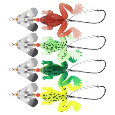 6.2g Rubber Frog Soft Baits Crank Bait Sinking Bass Carp Artificial Fishing Lure with Rotating Flash