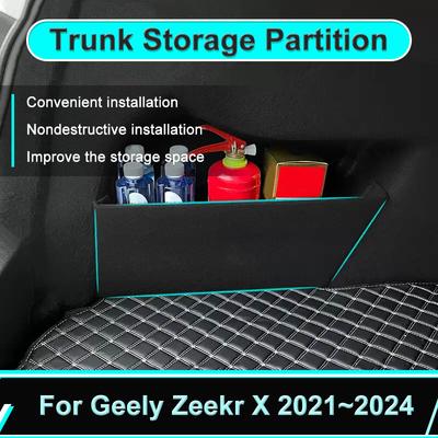 Car Trunk Storage Partition Box For Geely Zeekr X ~2024  Side Storage Parts Tools Rear Sorting Auto Interior Accessories