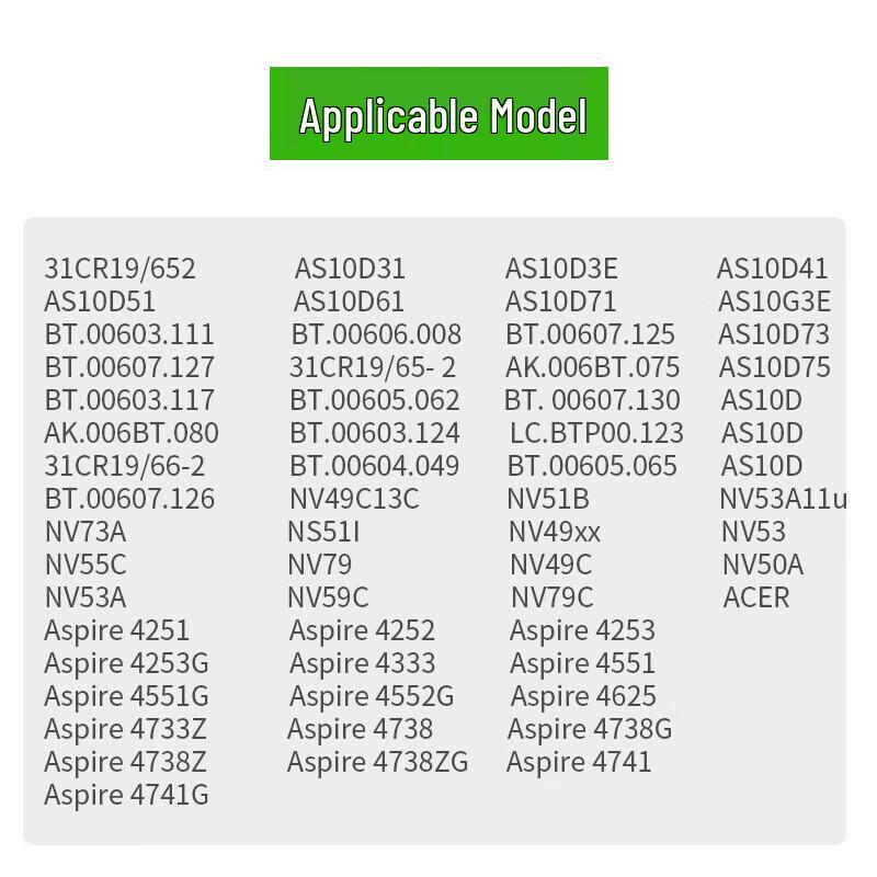 Green LJN AS10D81 Laptop Battery for Acer 4741G 4750G
